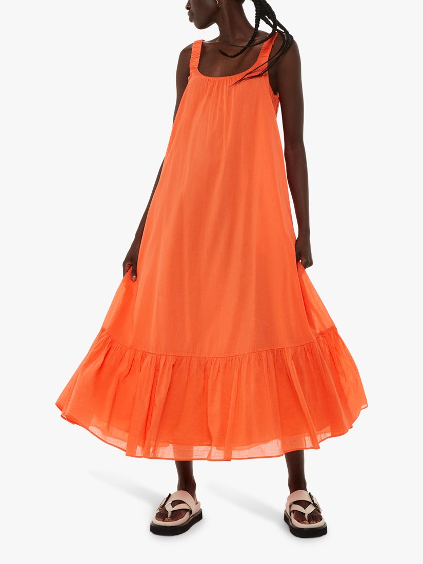 Whistles Rhea Trapeze Midi Dress, Orange, 8