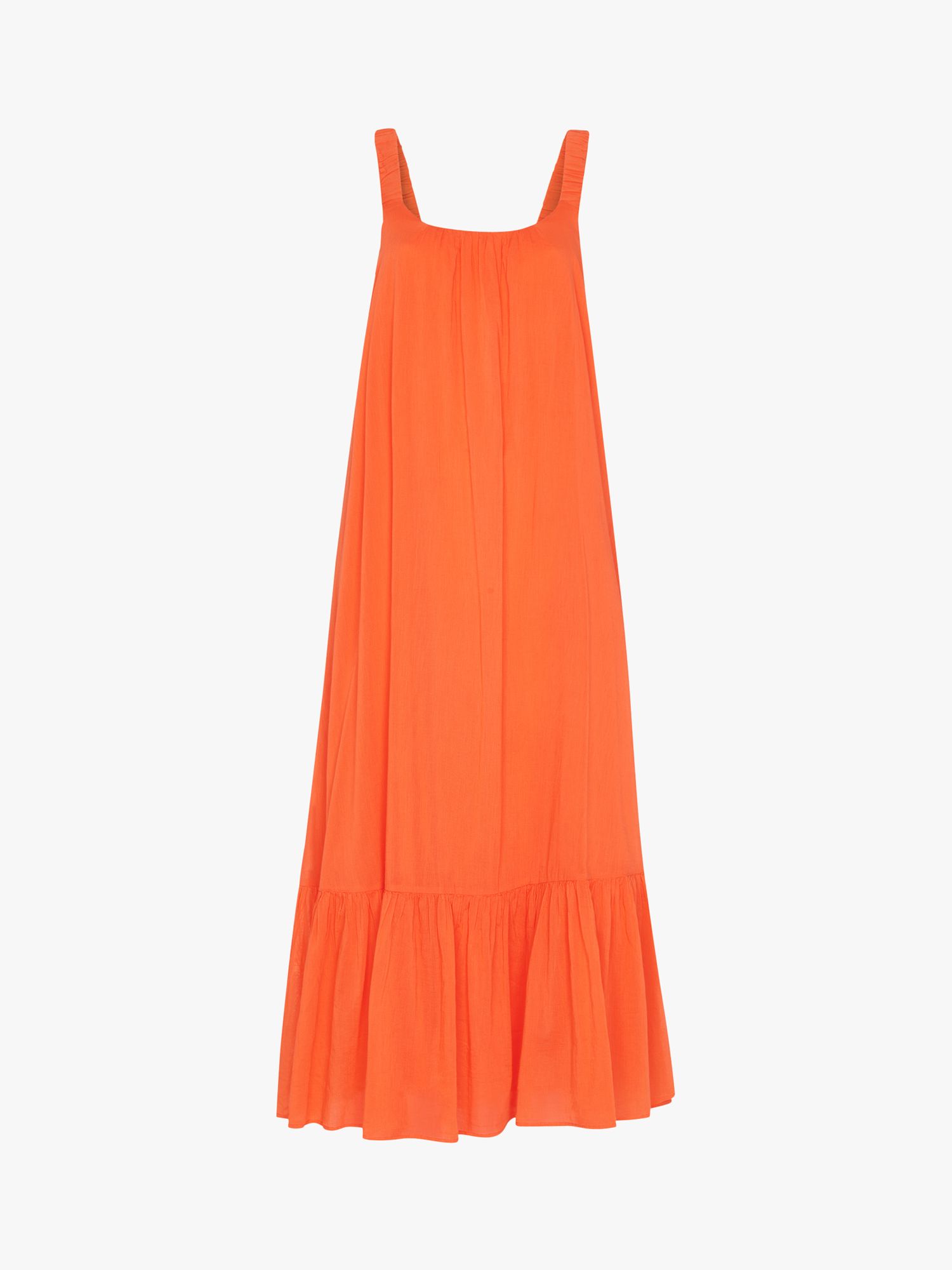 Whistles Rhea Trapeze Midi Dress, Orange at John Lewis & Partners