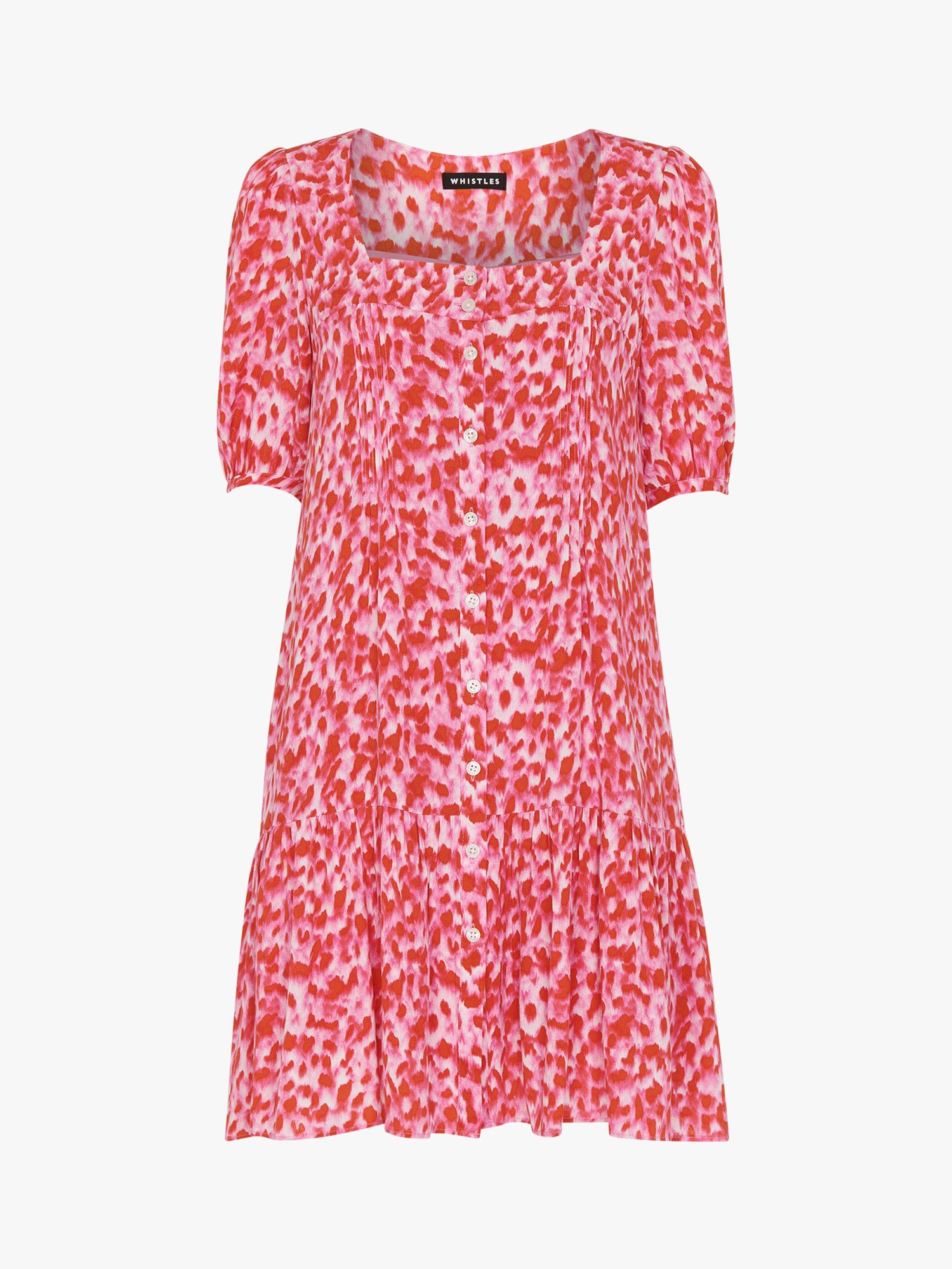 Whistles Blurred Strokes Flippy Dress, Pink/Multi at John Lewis & Partners