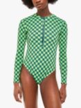 Whistles Suncheck Long Sleeve Swimsuit, Green