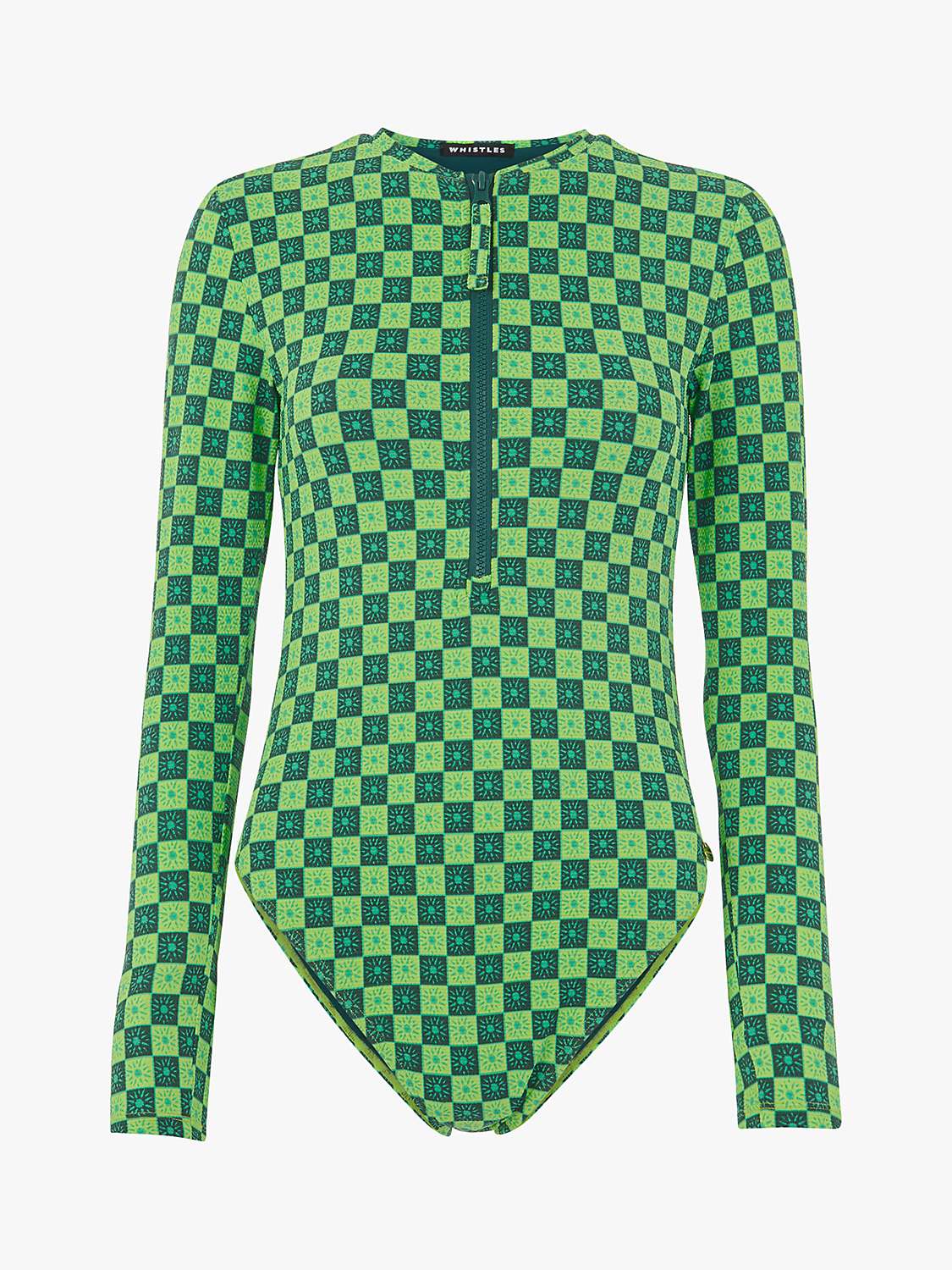 Buy Whistles Suncheck Long Sleeve Swimsuit, Green Online at johnlewis.com