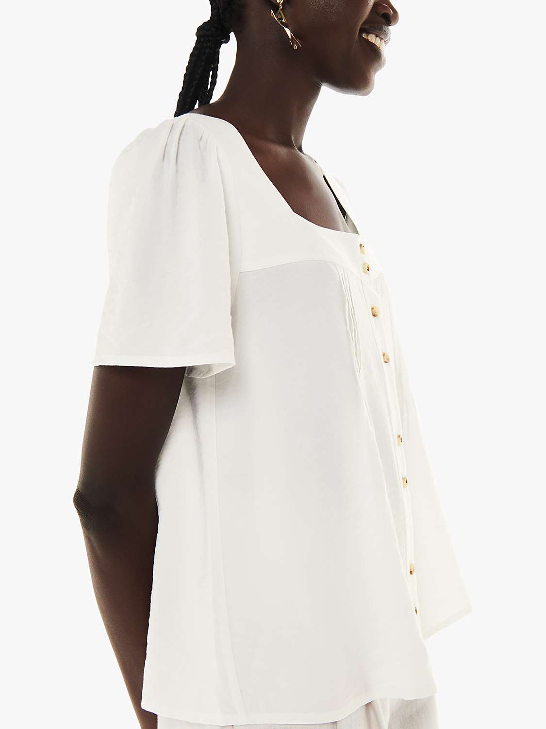 Buy Whistles Lily Square Neck Blouse, White Online at johnlewis.com