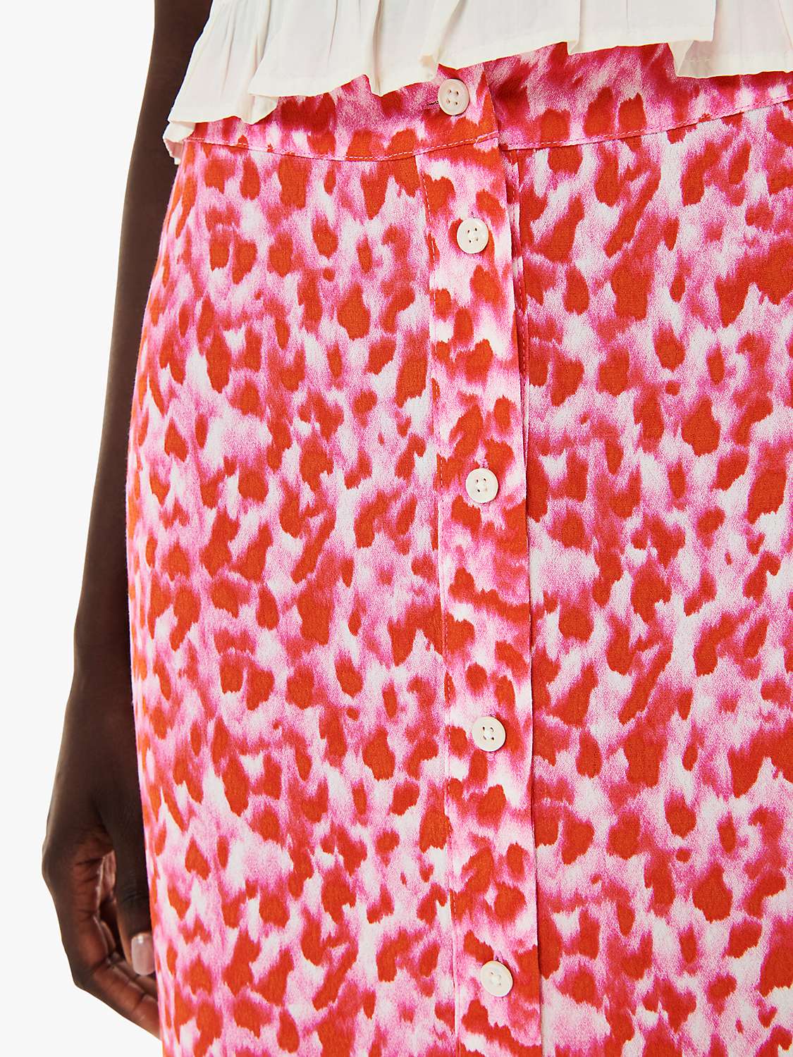 Buy Whistles Blurred Strokes Button Front Midi Skirt, Pink/Multi Online at johnlewis.com