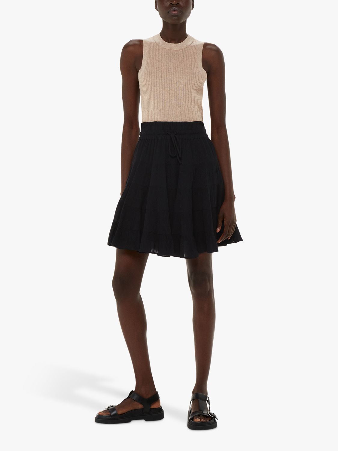 Whistles Mabel Mini Skirt, Black at John Lewis & Partners