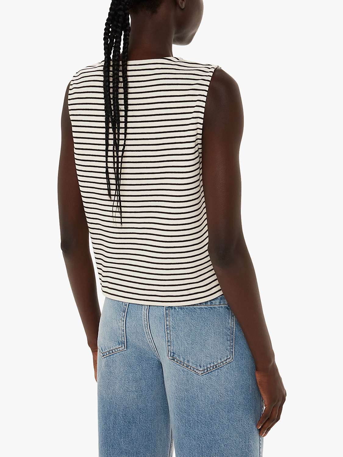 Buy Whistles Button Up Stripe Rib Top, Ivory/Multi Online at johnlewis.com