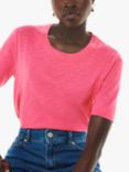 Whistles Rosa Double Trim T-Shirt, Fuchsia