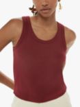 Whistles Cropped Ribbed Vest Top, Burgundy