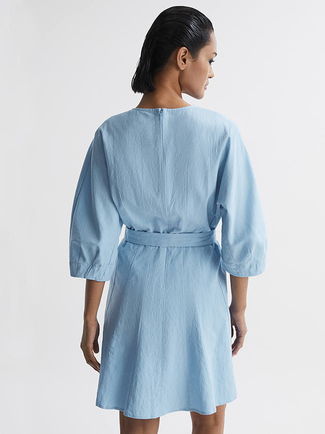 Reiss Freida Linen Blend Mini Dress, Blue