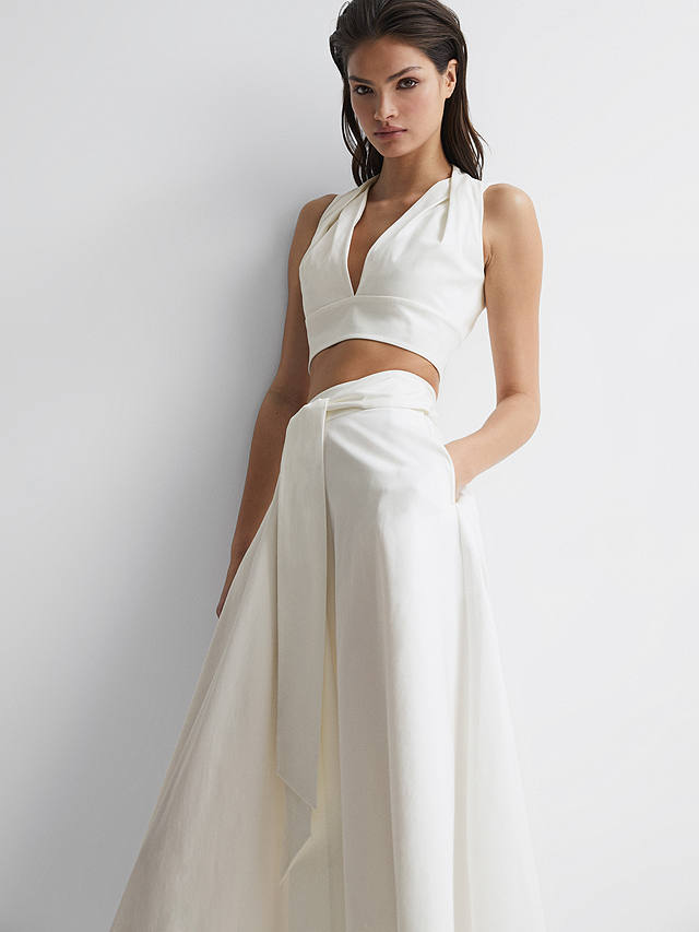 Reiss Rebecca Tie Back Crop Top, White at John Lewis & Partners