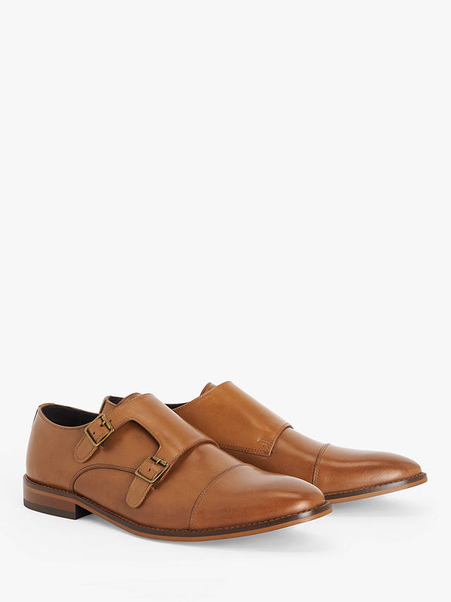 John Lewis Double Strap Leather Monk Shoes, Brown Tan