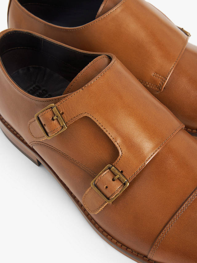 John Lewis Double Strap Leather Monk Shoes, Brown Tan