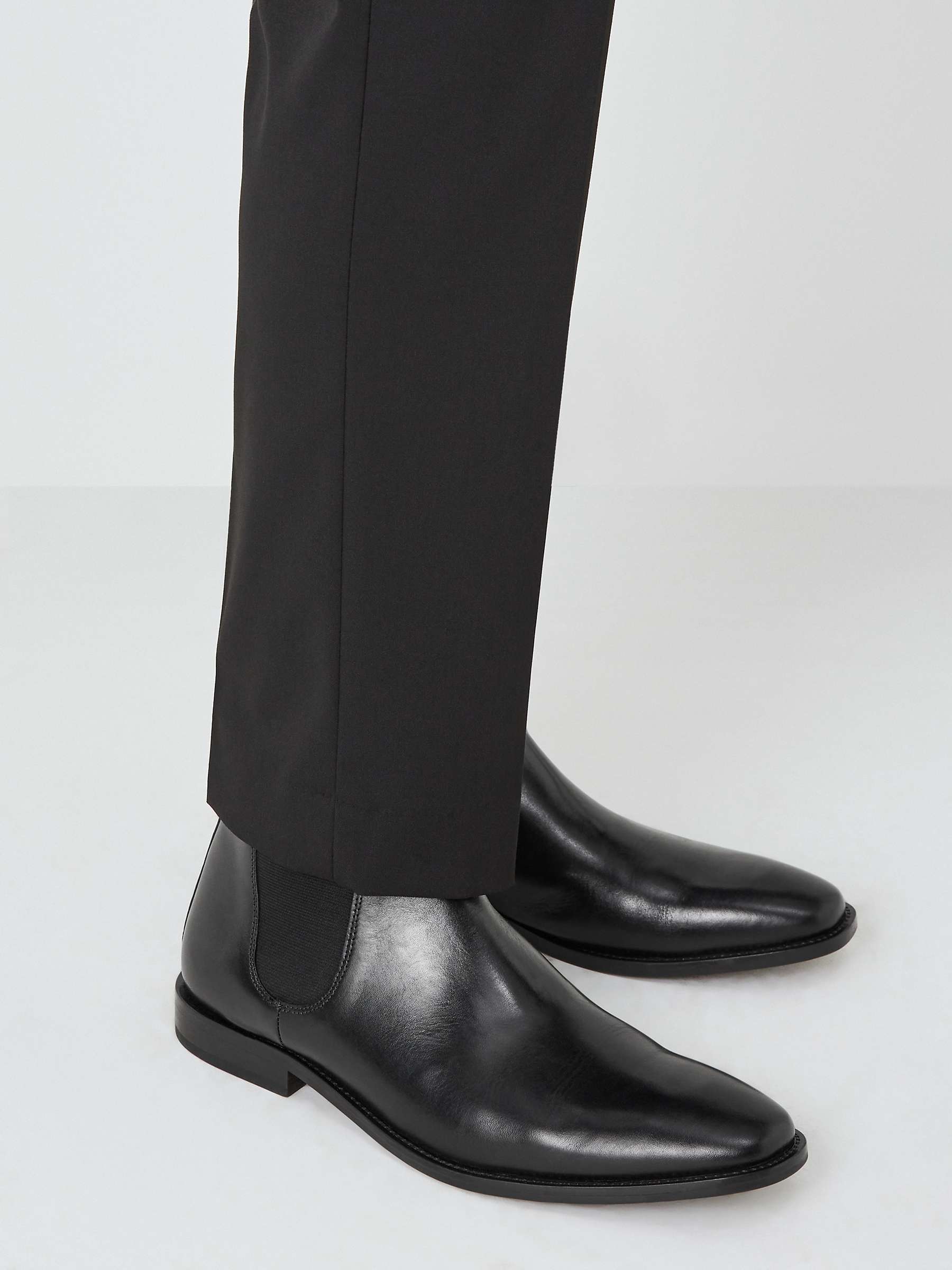 John Lewis Elsworth Leather Chelsea Boots, Black at John Lewis & Partners