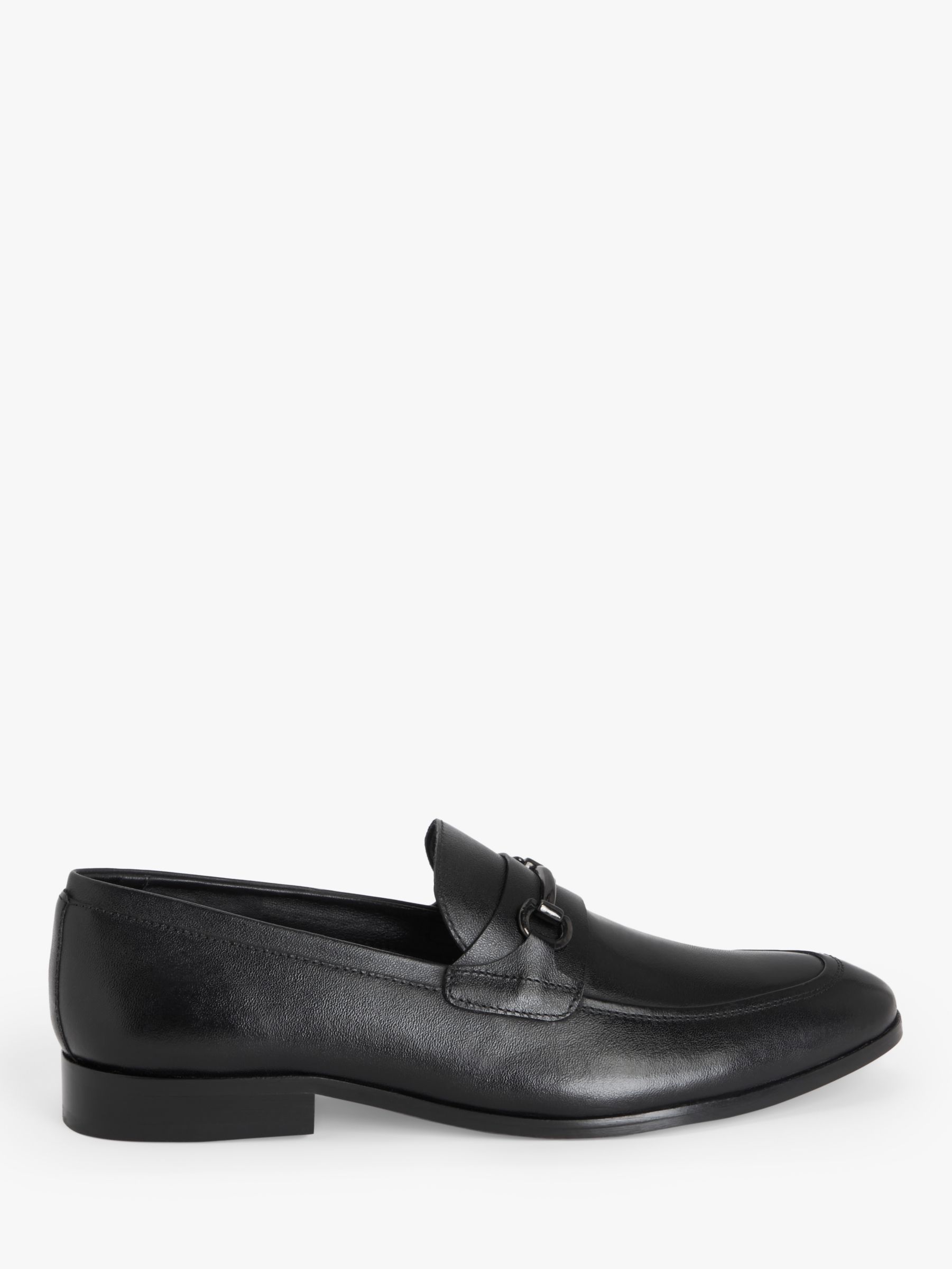 John Lewis Elsworth Trim Leather Loafers, Black, 9