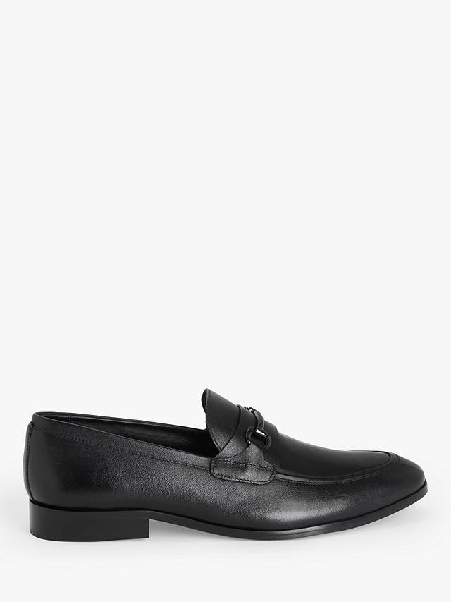 John Lewis Elsworth Trim Leather Loafers, Black Black