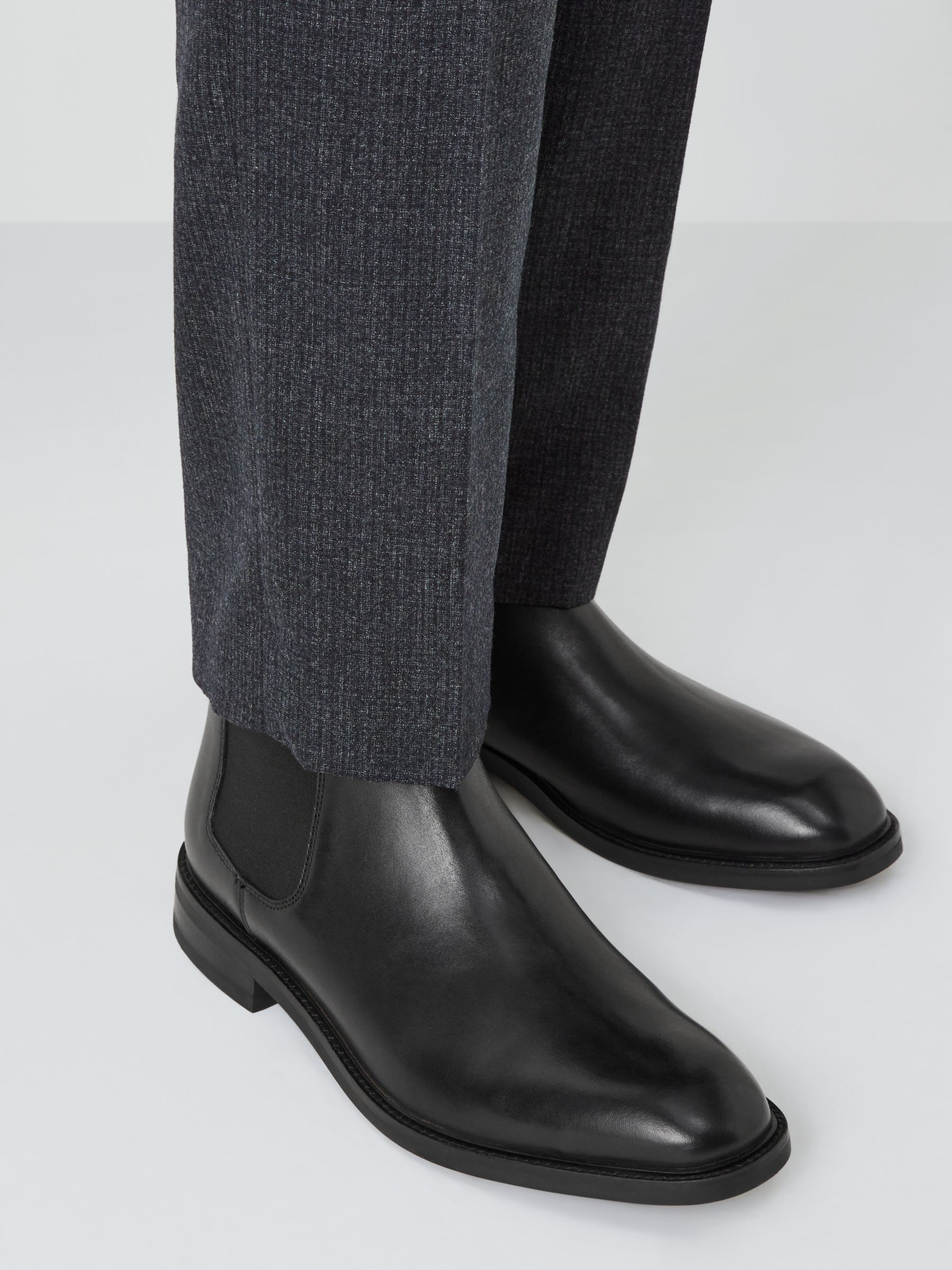 John Lewis Formal Leather Chelsea Boots, Black at John Lewis & Partners