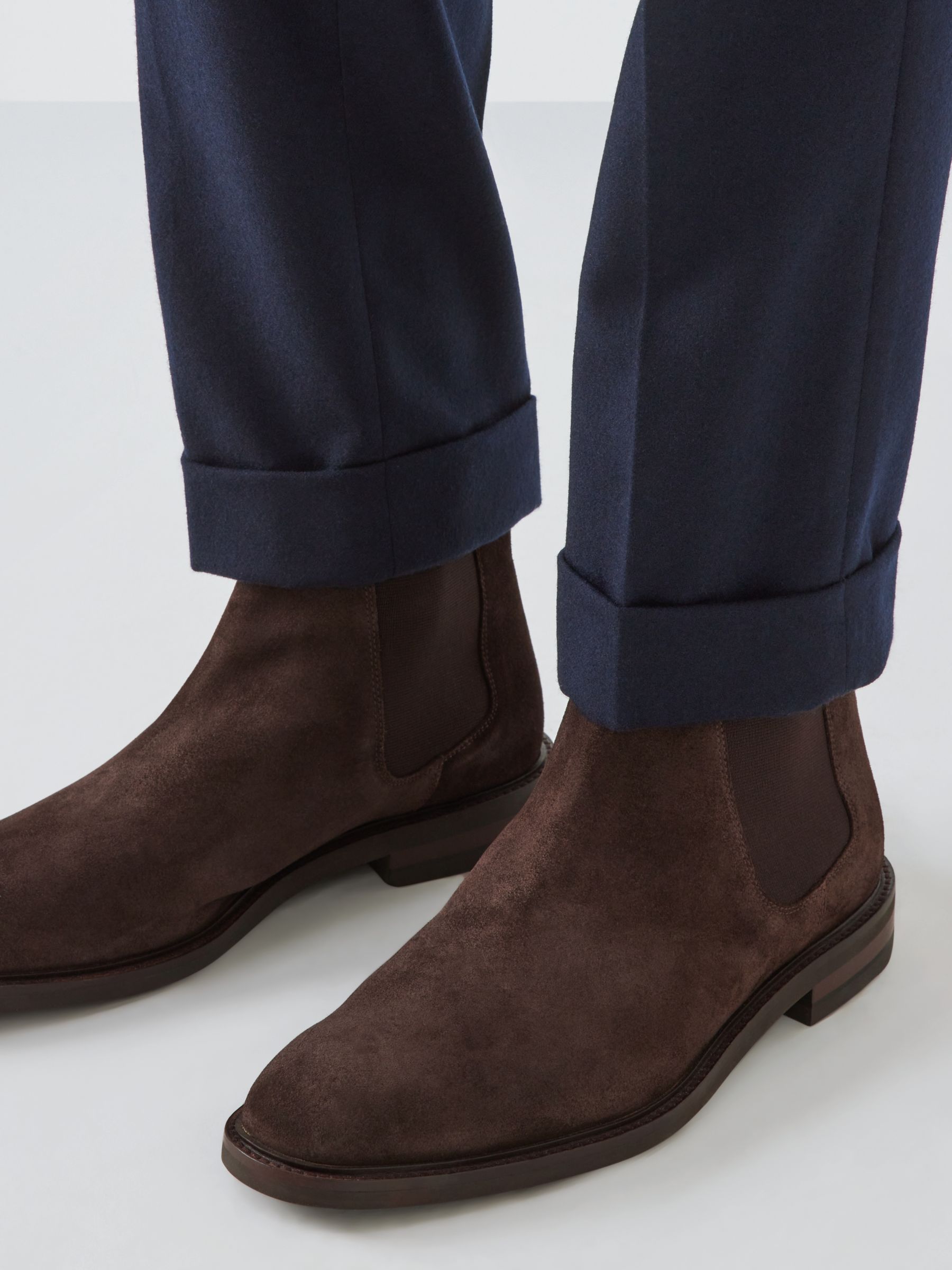 John Lewis Suede Chelsea Boots, Brown Mid at John Lewis & Partners