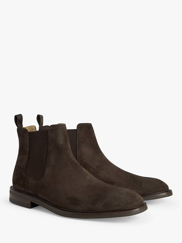 John Lewis Suede Chelsea Boots, Brown Mid