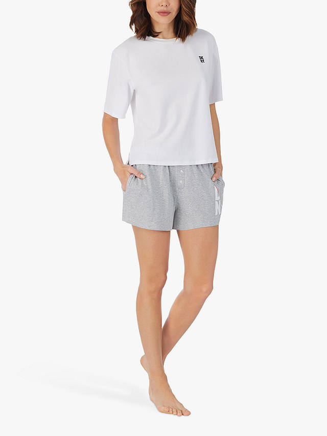 DKNY Cotton Short Sleeve Elasticated Boxer Pyjama Set, Grey
