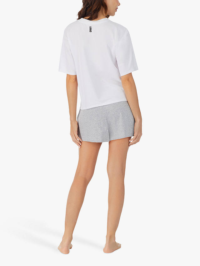 DKNY Cotton Short Sleeve Elasticated Boxer Pyjama Set, Grey