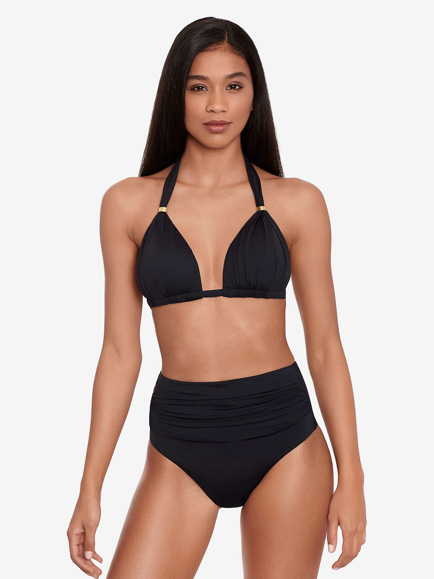 Buy Lauren Ralph Lauren Wide Shirred Band Bikini Bottoms, Black Online at johnlewis.com