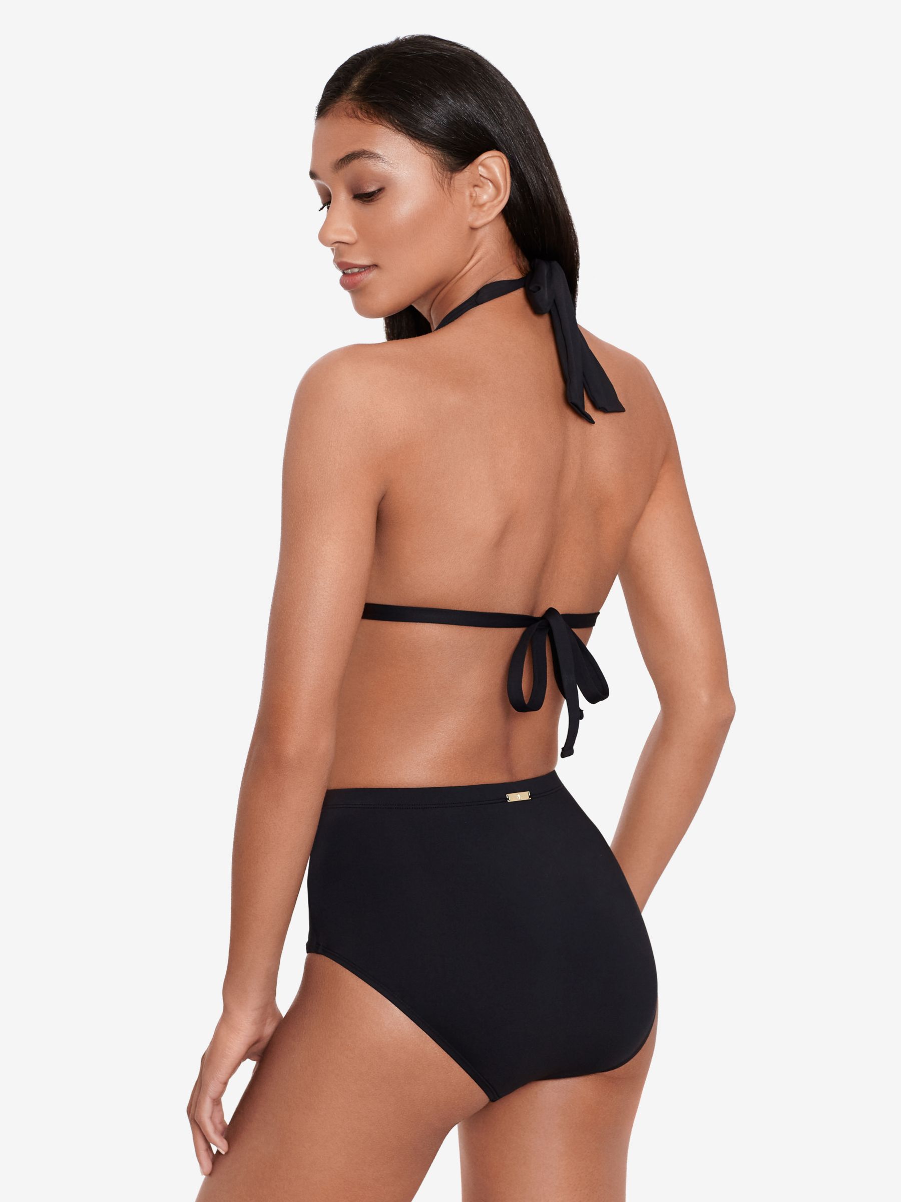 Lauren Ralph Lauren Solid Hipster Bikini Bottoms, Black at John Lewis &  Partners