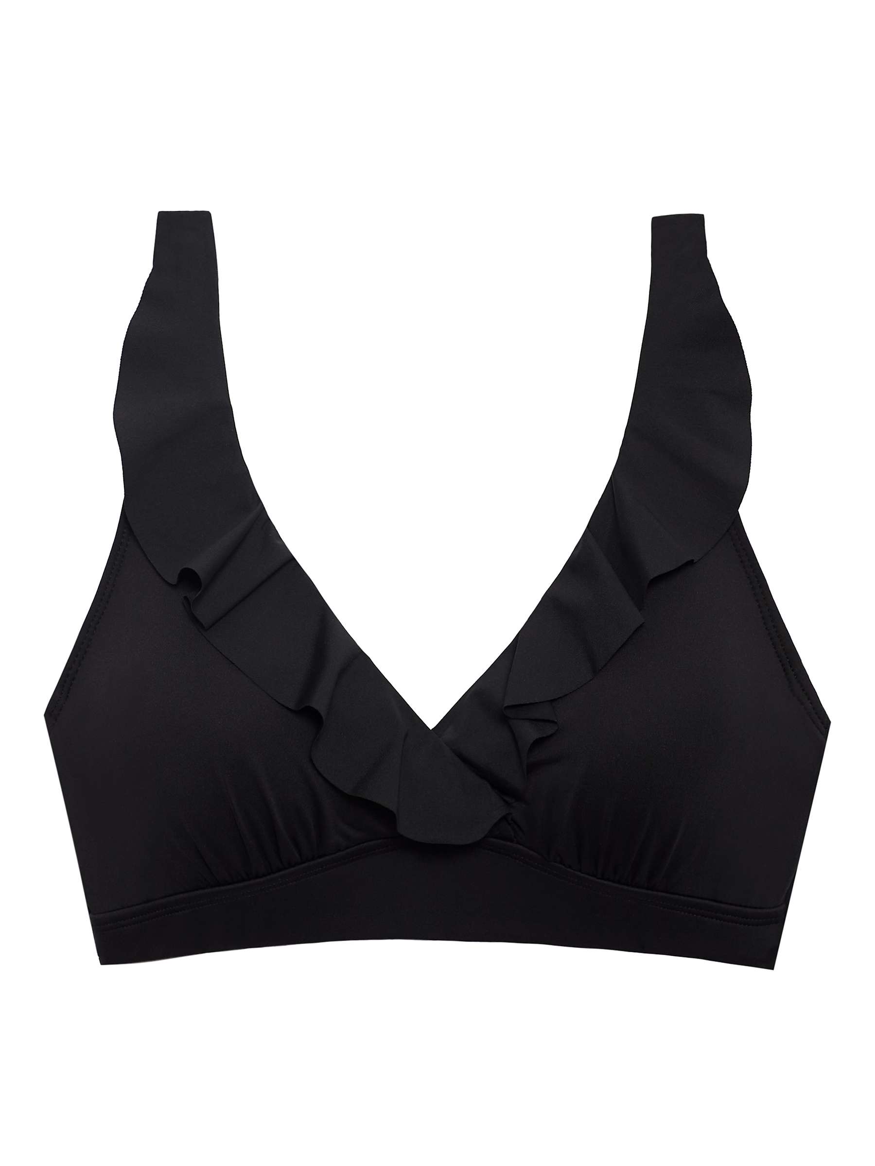Lauren Ralph Lauren Ruffle Front Bikini Top, Black at John Lewis & Partners