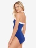 Lauren Ralph Lauren Shirred Contrast Trim Swimsuit, Sapphire