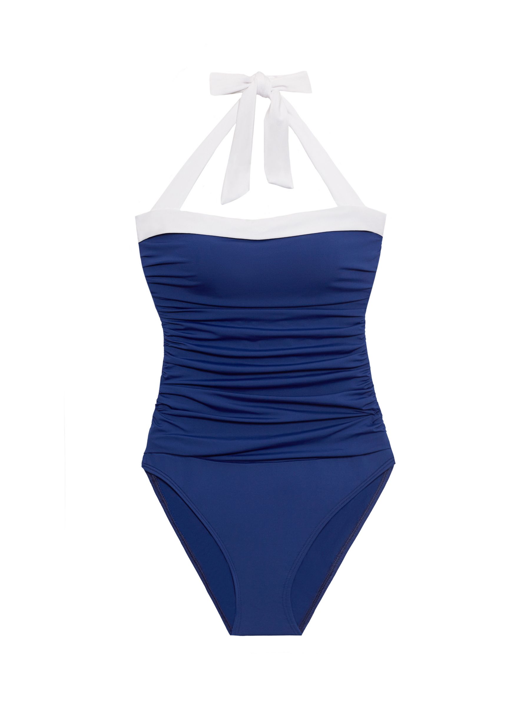 Lauren Ralph Lauren Shirred Contrast Trim Swimsuit, Sapphire, 8