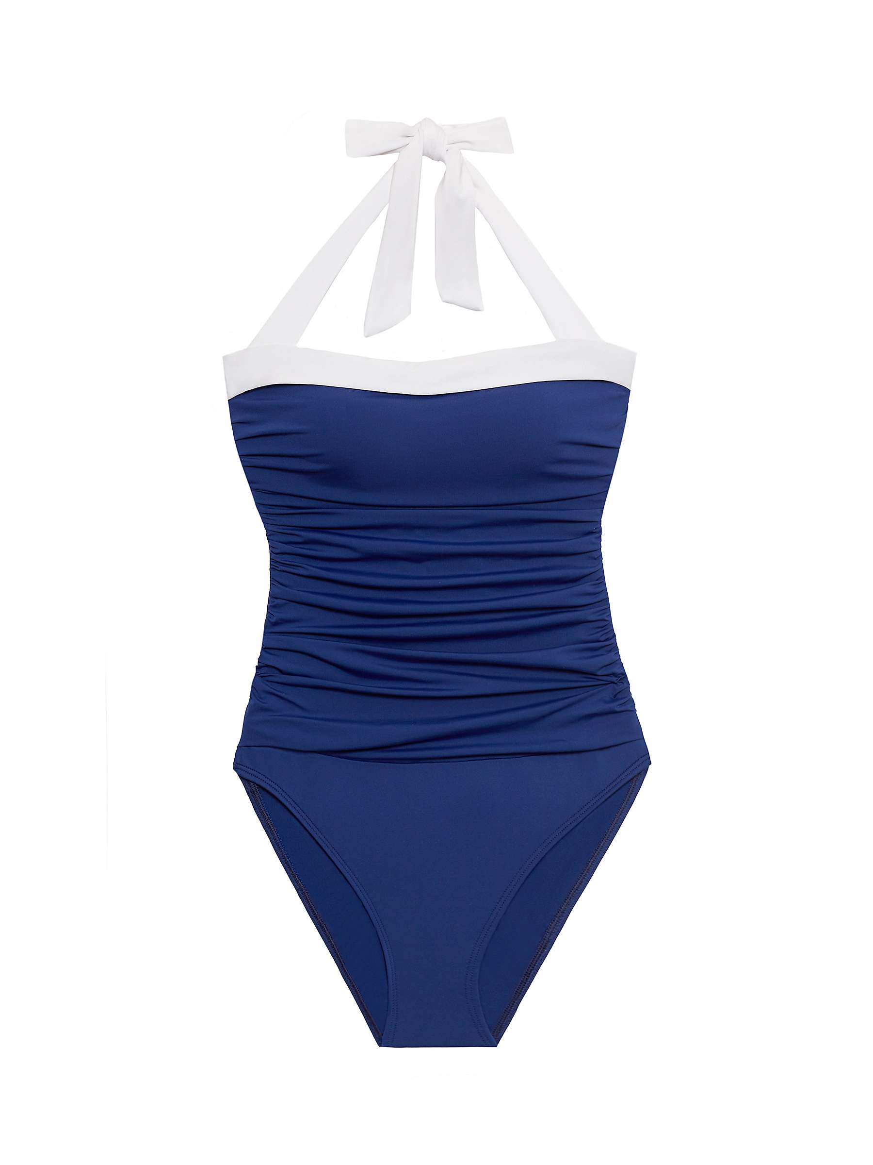 Buy Lauren Ralph Lauren Shirred Contrast Trim Swimsuit, Sapphire Online at johnlewis.com