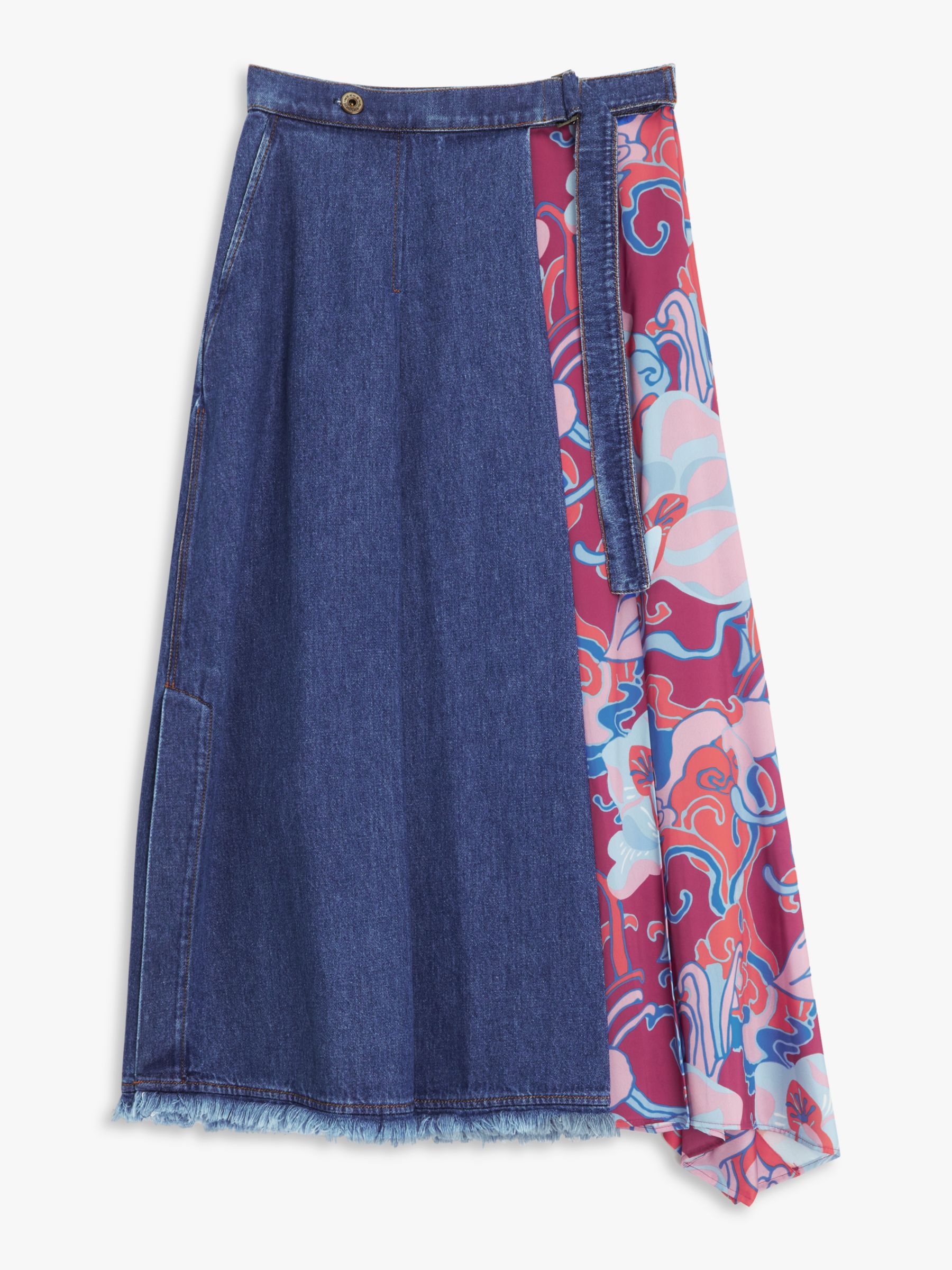 Weekend MaxMara Walk Mixed Print Midi Skirt, Ultramarine/Multi, 6