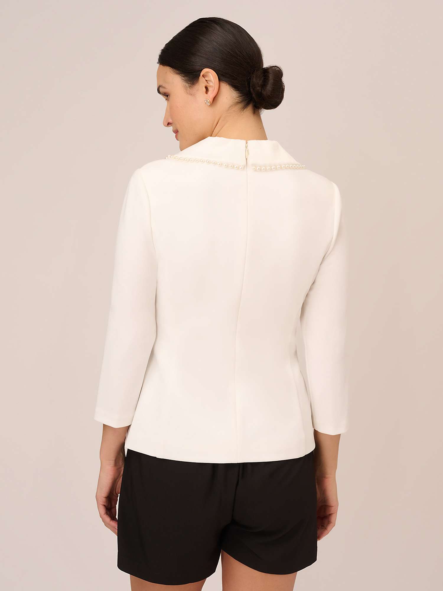 Buy Adrianna Papell Crepe Pearl Tuxedo Top, Ivory Online at johnlewis.com