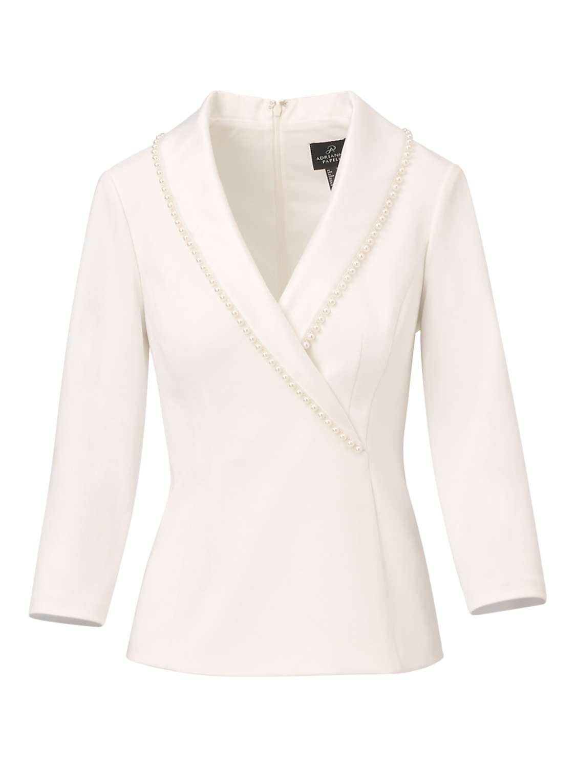 Buy Adrianna Papell Crepe Pearl Tuxedo Top, Ivory Online at johnlewis.com