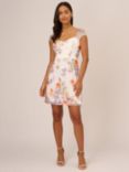 Adrianna Papell Floral Embroidered Mini Dress, Ivory/Multi