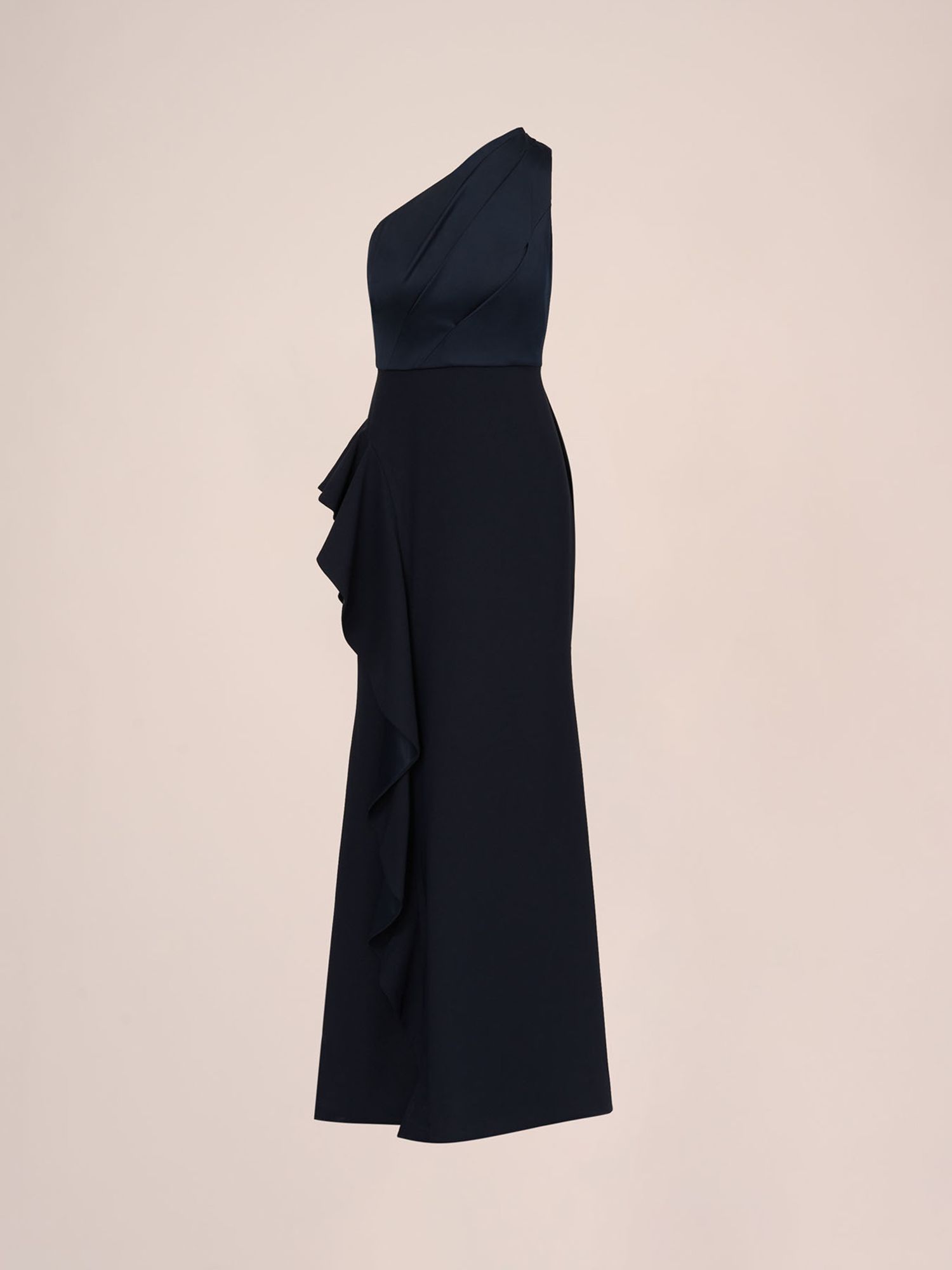 Buy Adrianna Papell One Shoulder Satin Crepe Maxi Dress, Dark Navy Online at johnlewis.com