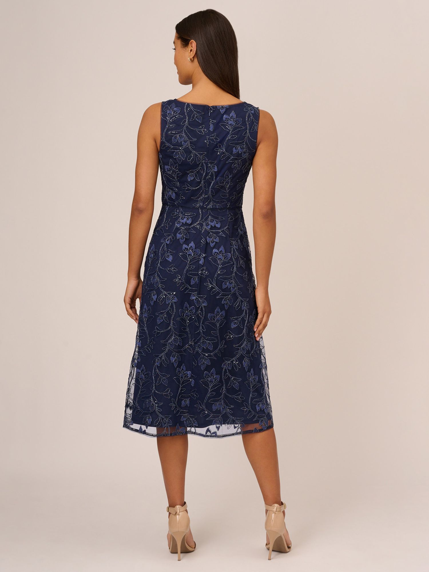 Adrianna Papell Papell Studio Floral Sequin Embroidered Dress