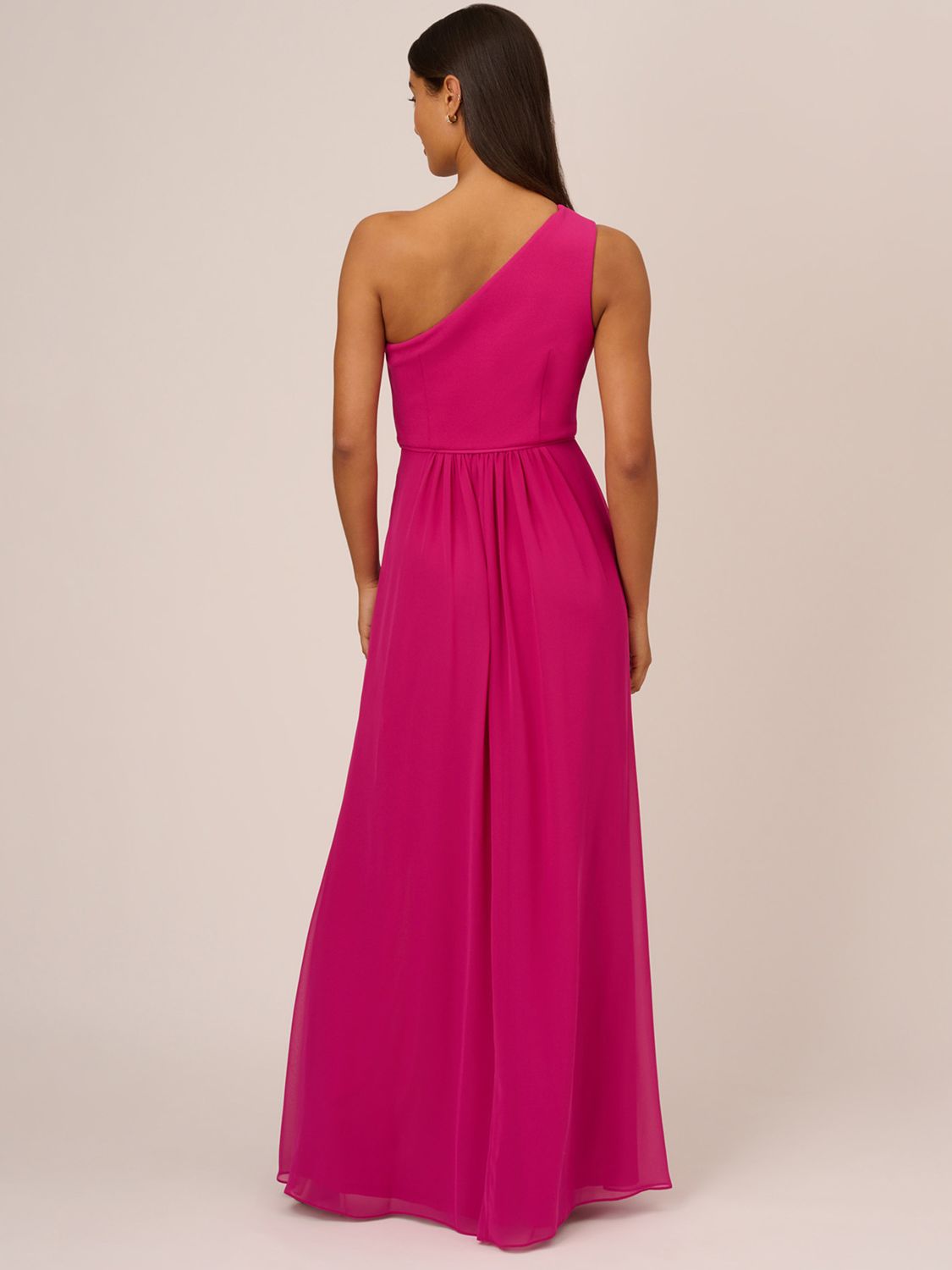 Adrianna Papell One Shoulder Chiffon Gown, Bright Magenta, 6