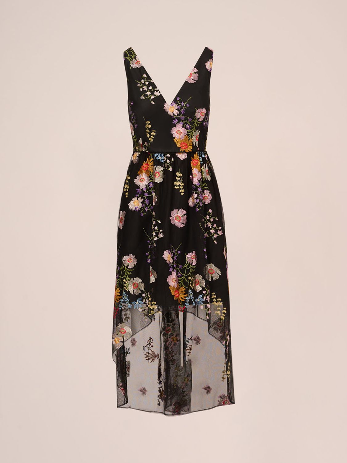 Adrianna Papell Embroidered High Low Dress Black Multi 6