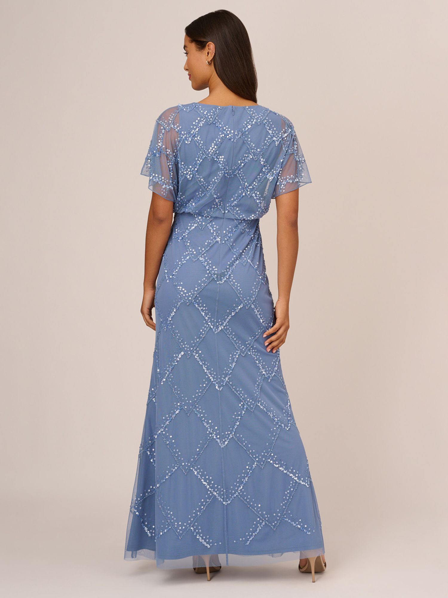 Adrianna Papell Beaded Blouson Maxi Dress French Blue 6