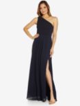 Adrianna Papell One Shoulder Chiffon Gown, Midnight