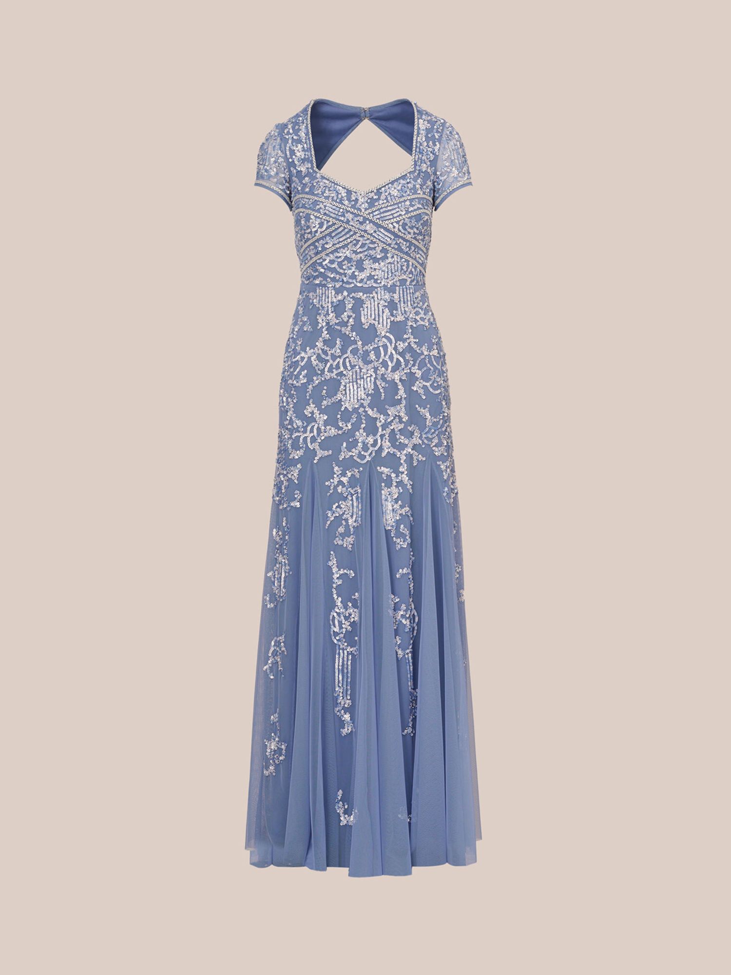 Adrianna Papell Beaded Godet Maxi Dress, French Blue, 6