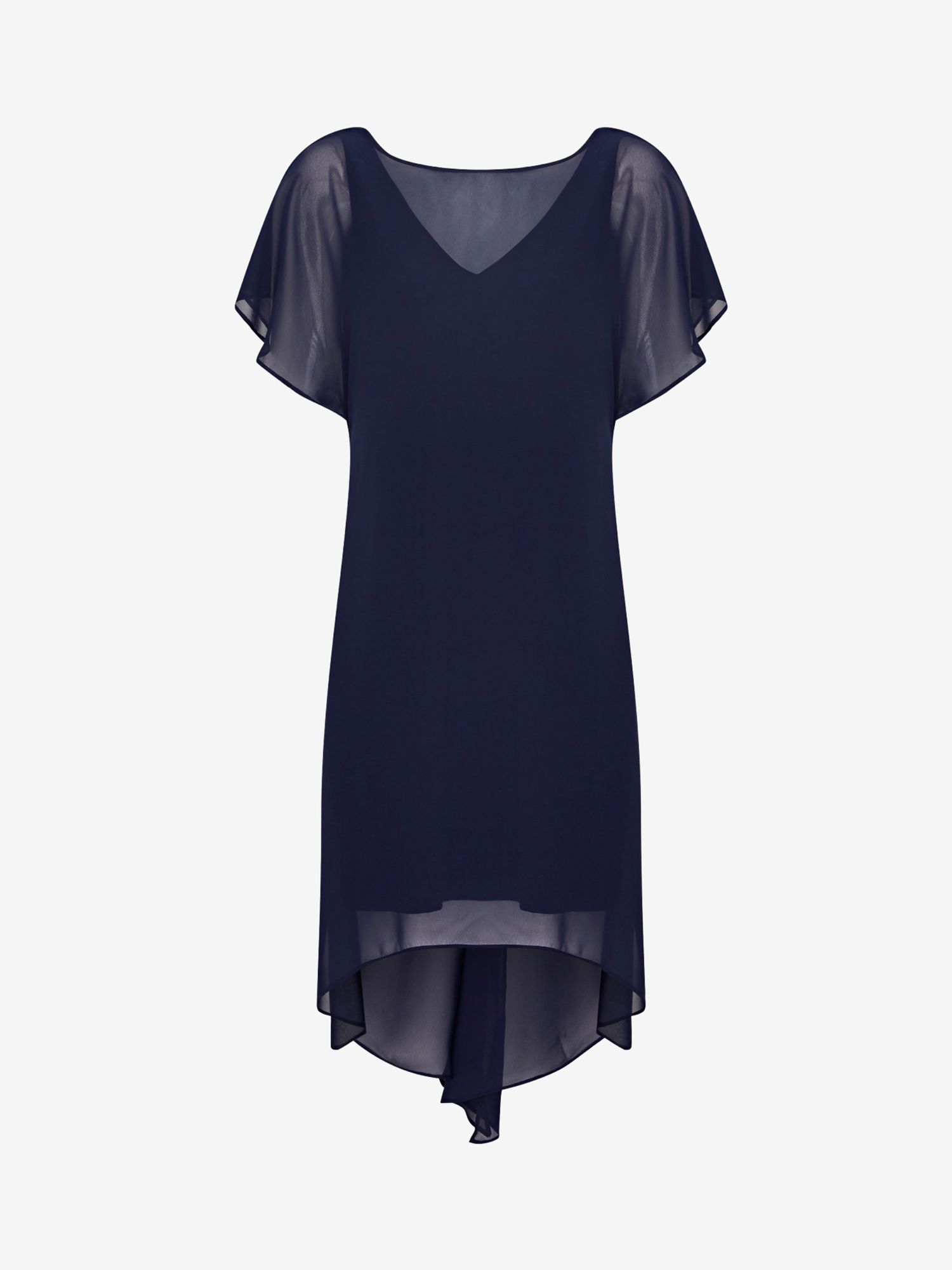 Adrianna Papell Chiffon Overlay Draped Dress Navy at John Lewis