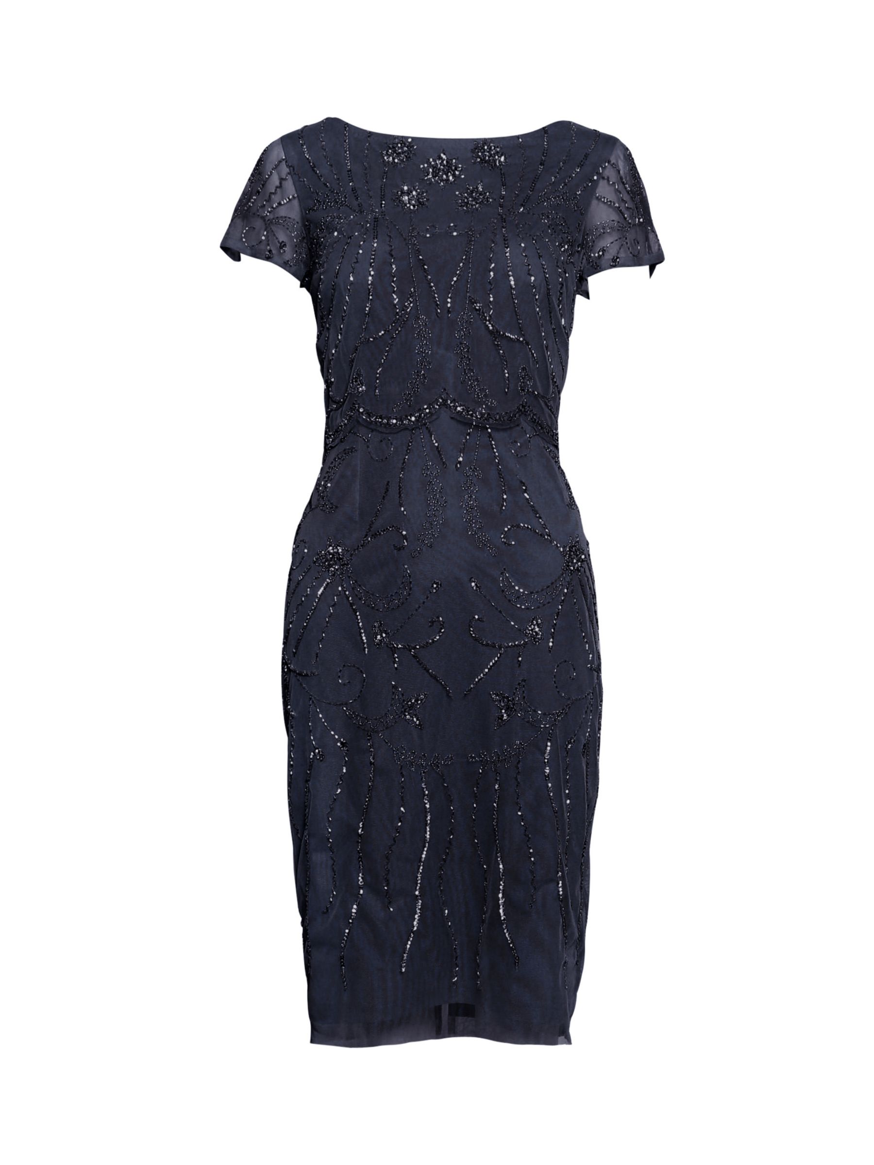 Adrianna Papell Beaded Cocktail Dress, Midnight at John Lewis & Partners