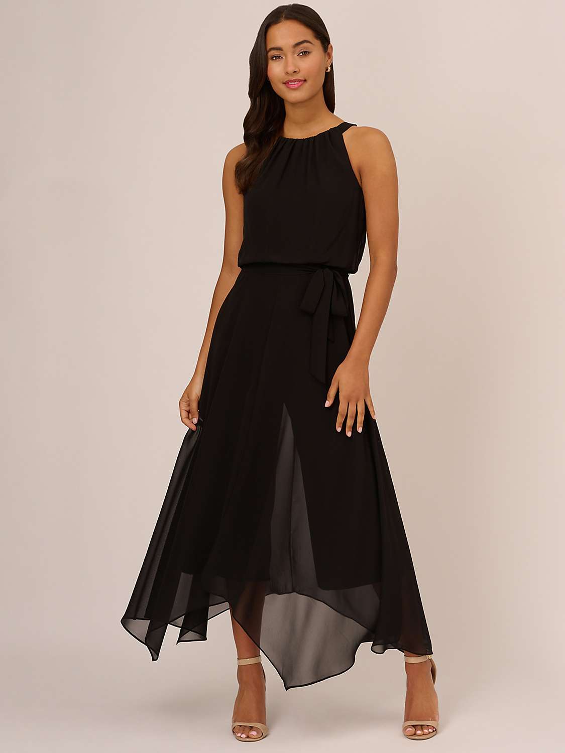 Buy Adrianna Papell Jersey And Chiffon Jumpsuit, Black Online at johnlewis.com