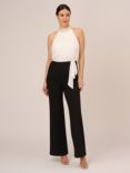 Adrianna Papell Faux Pearl Chiffon Crepe Jumpsuit, Ivory/Black