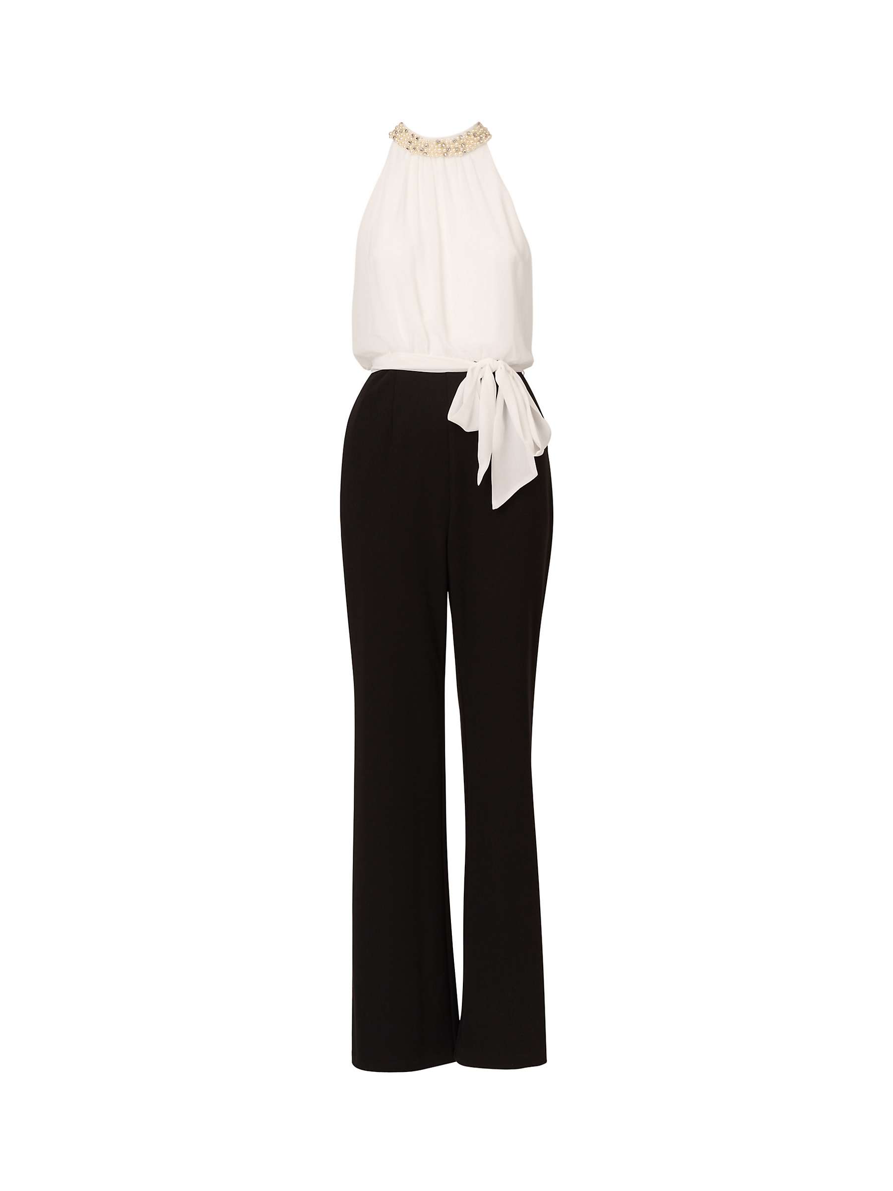 Buy Adrianna Papell Faux Pearl Chiffon Crepe Jumpsuit, Ivory/Black Online at johnlewis.com