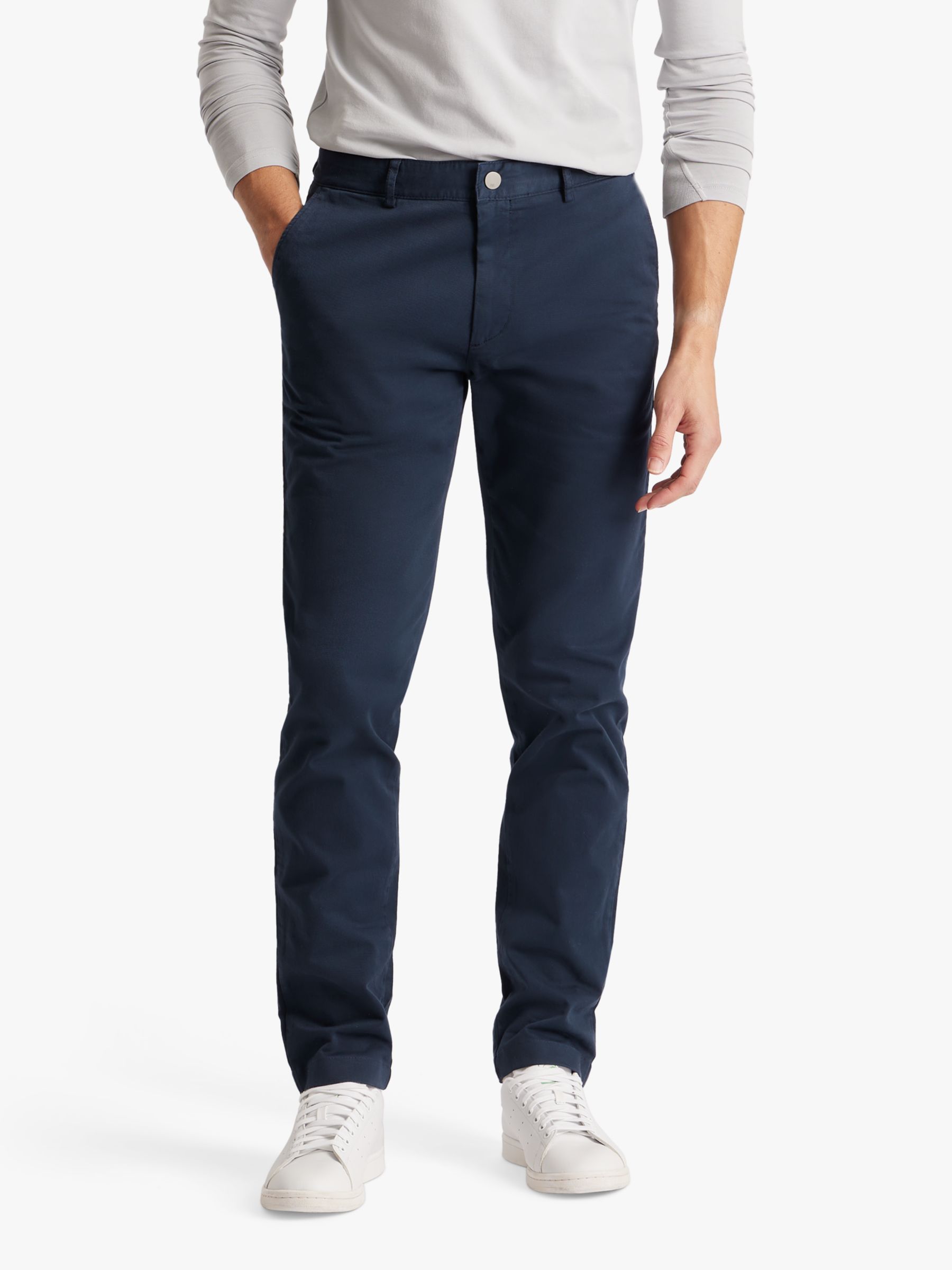 SPOKE Heroes Cotton Blend Broad Thigh Chinos, Navy, W38/L31