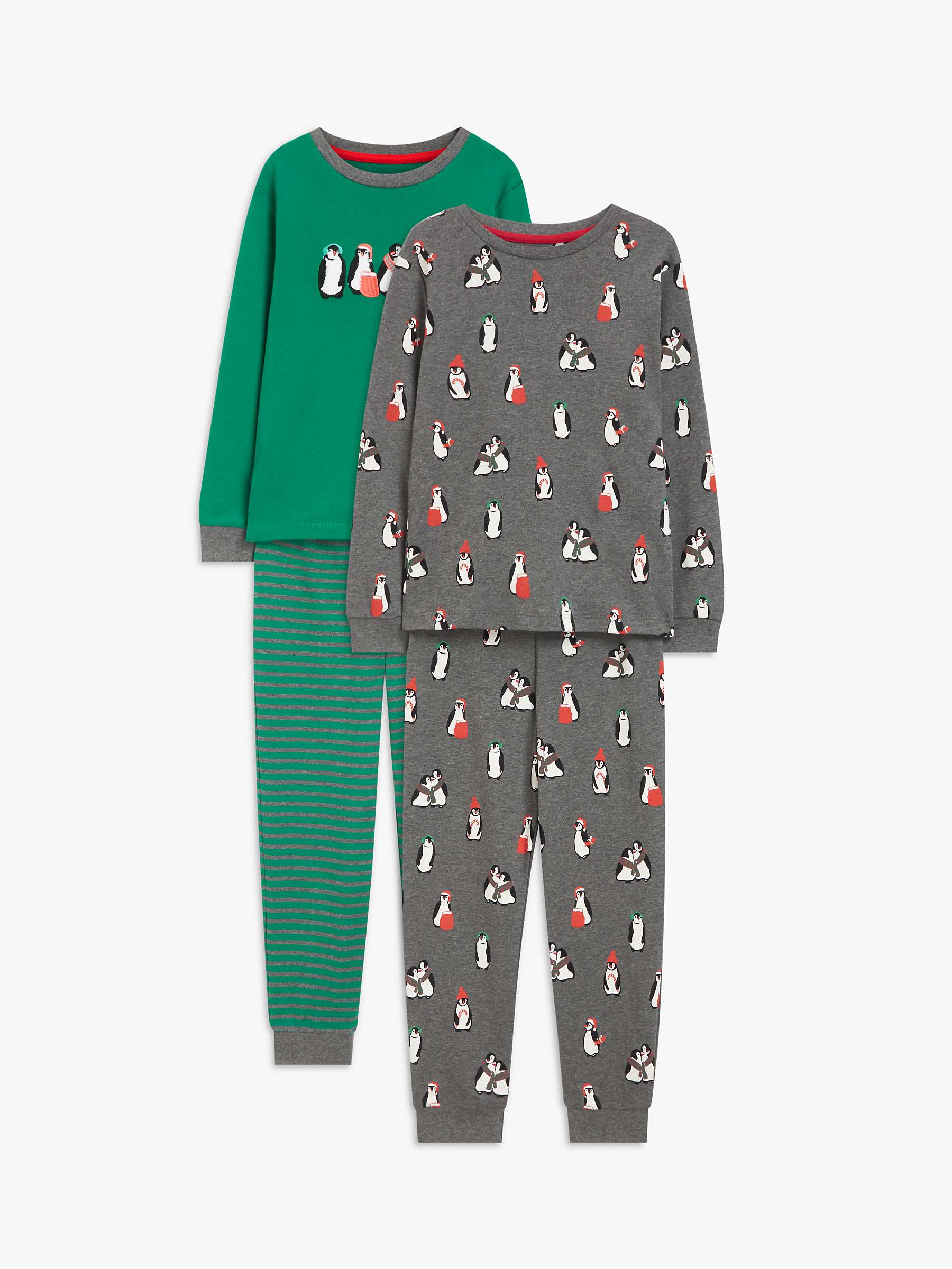 John Lewis Kids' Cuddly Penguins Pyjamas, Pack of 2, Green/Multi at ...