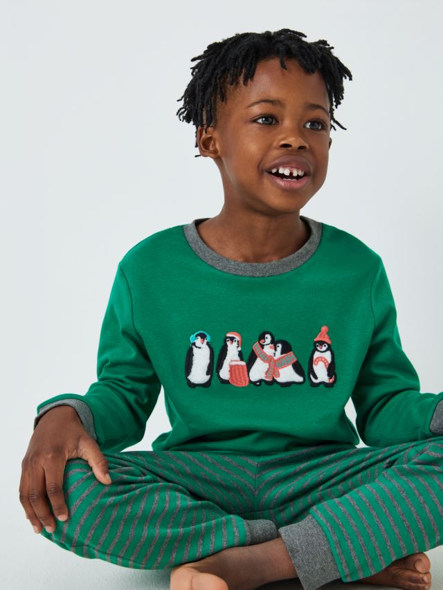 John Lewis Kids Cuddly Penguins Pyjamas Pack of 2 Green Multi