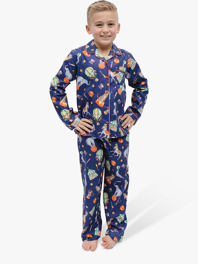 Minijammies Kids' Charlie Circus Print Unisex Pyjamas, Blue
