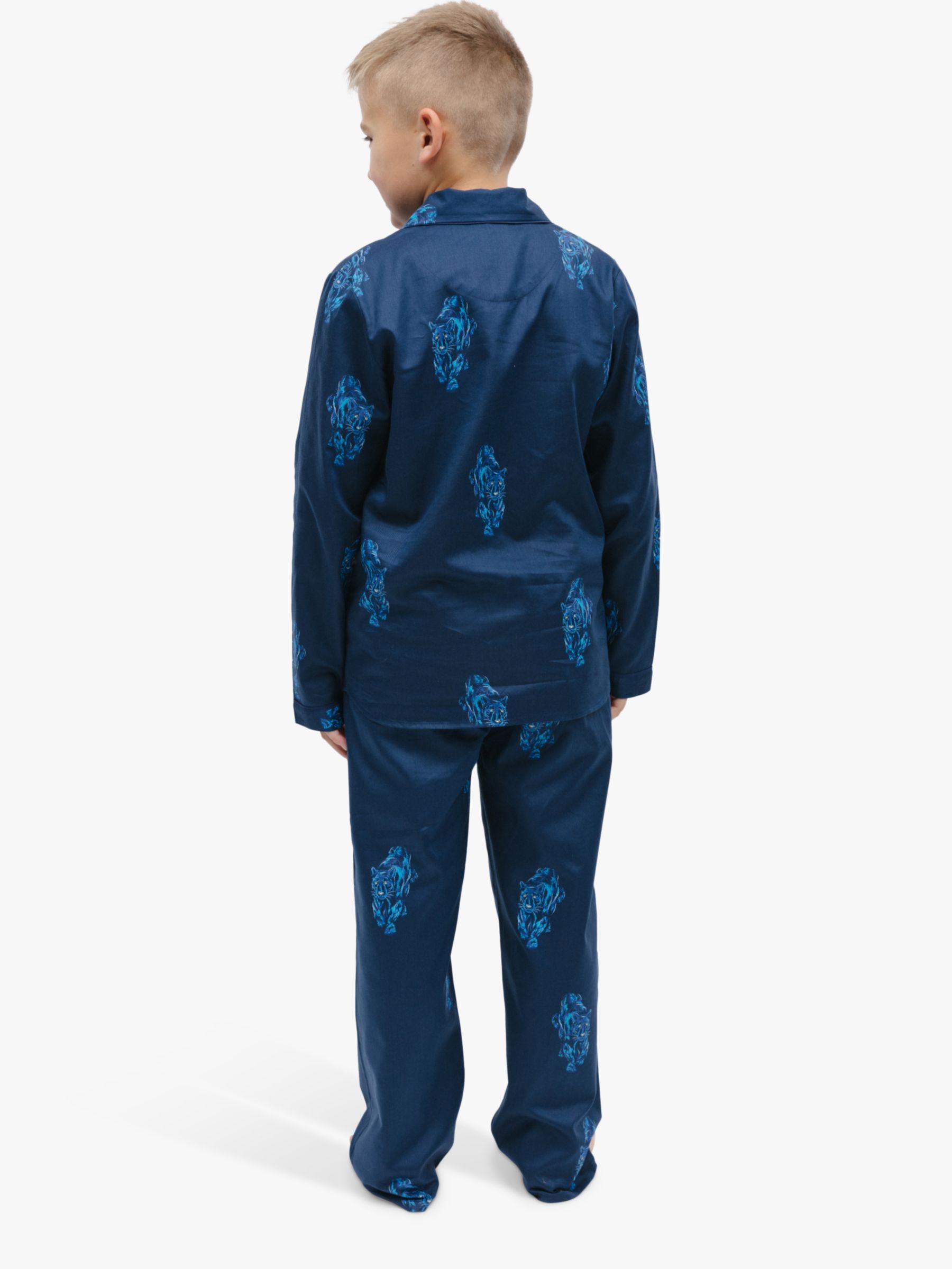 Minijammies Kids' Felix Panther Print Pyjamas, Dark Blue, 2-3 years